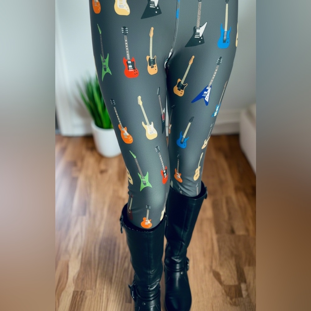 NEW Womens Lux Guitar Leggings Signature Soft Yoga Pants OS/TC/TC2